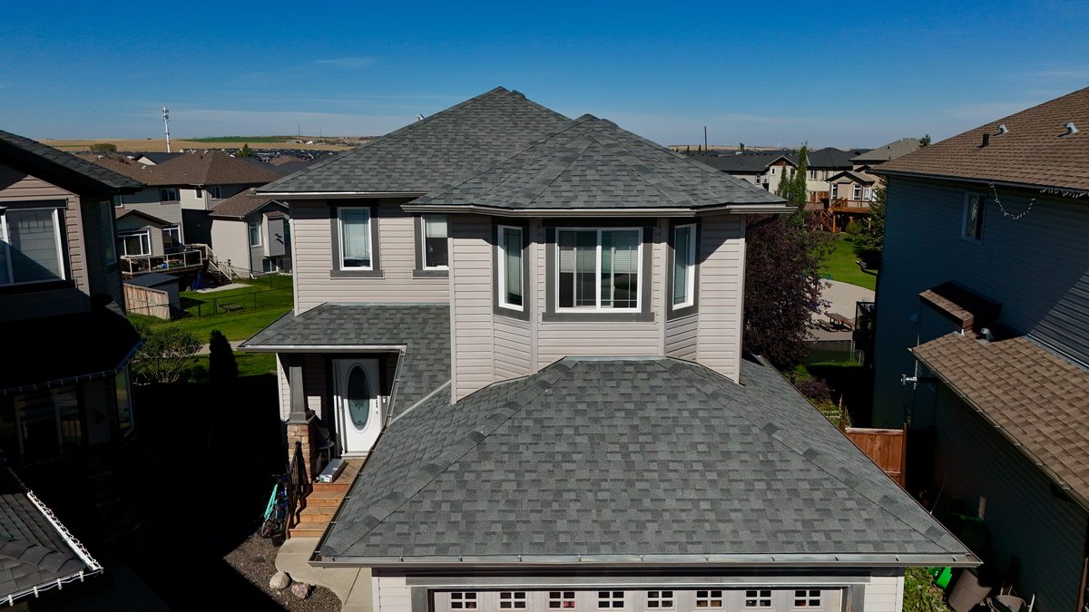 Same roof after GoNano NuRoof Revive treatment, aerial view from another angle