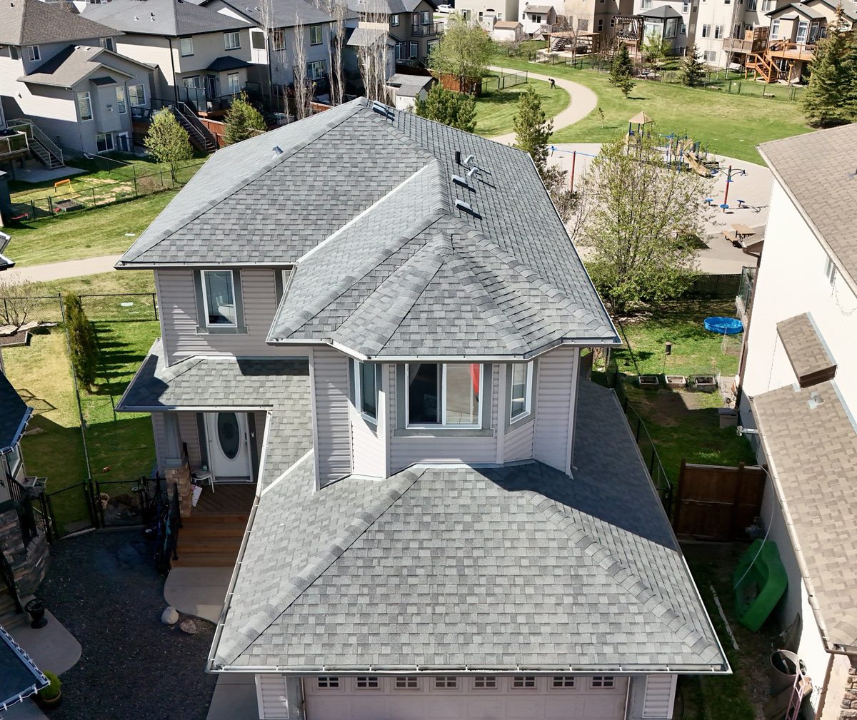 Roof before GoNano NuRoof Revive treatment, aerial view from another angle