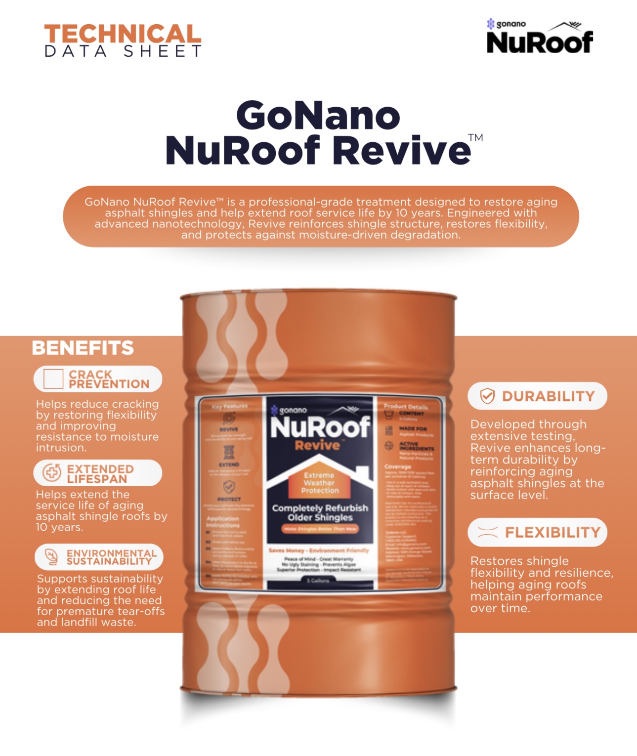 GoNano NuRoof Revive technical data sheet